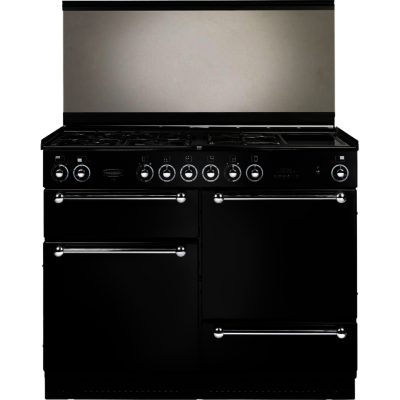 Rangemaster 110cm All LPG Gas with FSD Hob 74360 Range Cooker in Black with Chrome trim and Solid doors